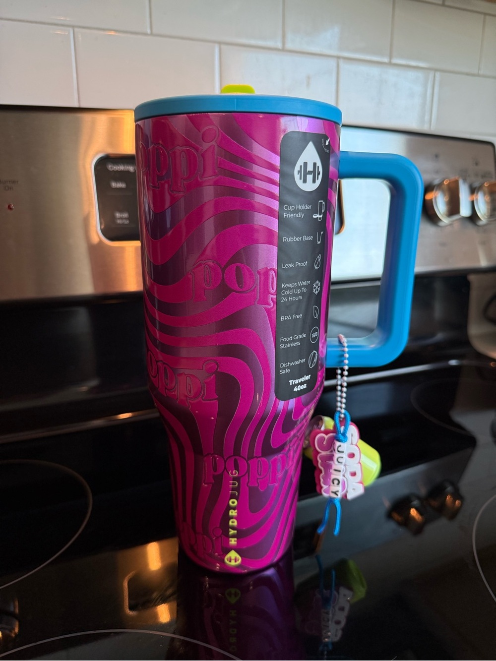 Poppi x HydroJug Pink Swirl with Blue Handle
